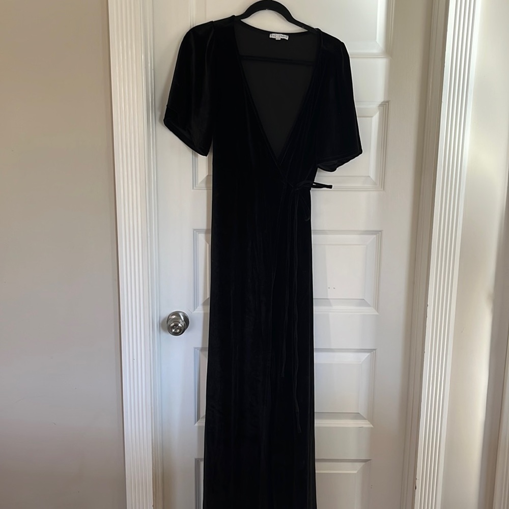 Baltic Born Black Velvet wrap dress